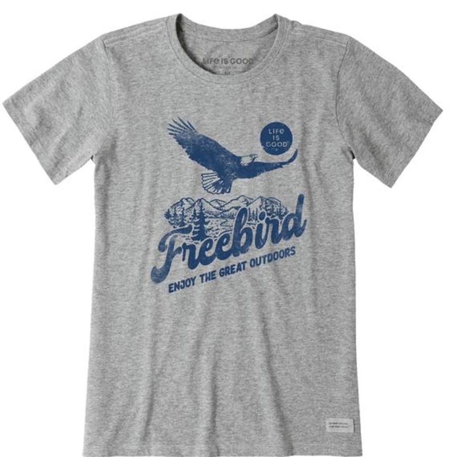 Women Life is Good Graphic Tees | Women'S Bald Eagle Freebird Short Sleeve Tee Heather Gray