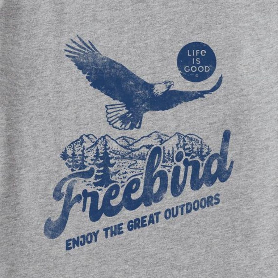 Women Life is Good Graphic Tees | Women'S Bald Eagle Freebird Short Sleeve Tee Heather Gray