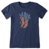 Women Life is Good Graphic Tees | Women'S Woodcut Boots And Blue Bonnets Short Sleeve Tee Darkest Blue