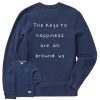 Men Life is Good Sweatshirts & Hoodies | Men'S Quirky Keys To Happiness Simply True Fleece Crew Darkest Blue