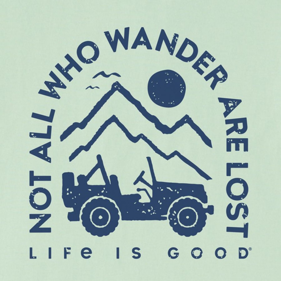 Men Life is Good Graphic Tees | Men'S Atv Wander Long Sleeve Crusher-Lite Tee Sage Green