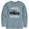 Kids Life is Good Graphic Tees | Kids Need For Speed Long Sleeve Crusher Tee Smoky Blue