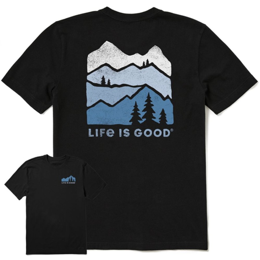 Men Life is Good Graphic Tees | Men'S Mountain Silhouette Crusher Tee Jet Black