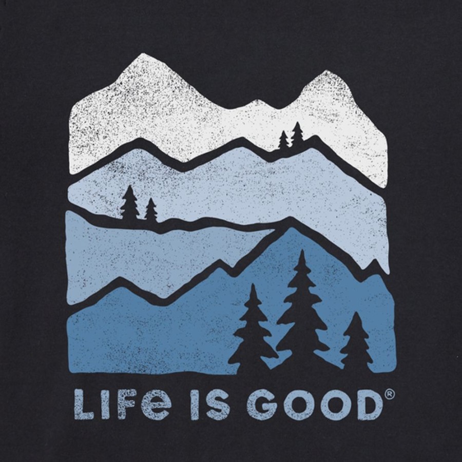 Men Life is Good Graphic Tees | Men'S Mountain Silhouette Crusher Tee Jet Black