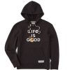 Women Life is Good Sweatshirts & Hoodies | Women'S Branded Stacked Lig W Daisy Simply True Fleece Hoodie Jet Black