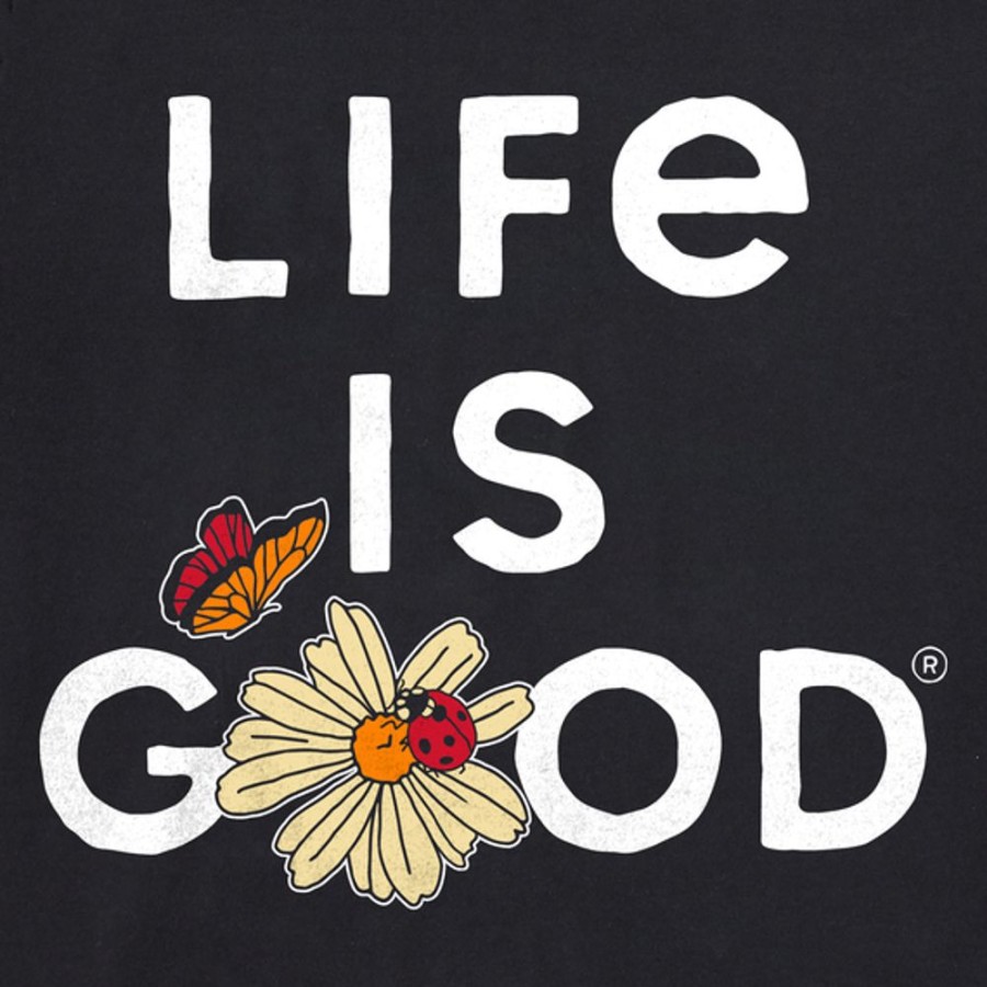 Women Life is Good Sweatshirts & Hoodies | Women'S Branded Stacked Lig W Daisy Simply True Fleece Hoodie Jet Black