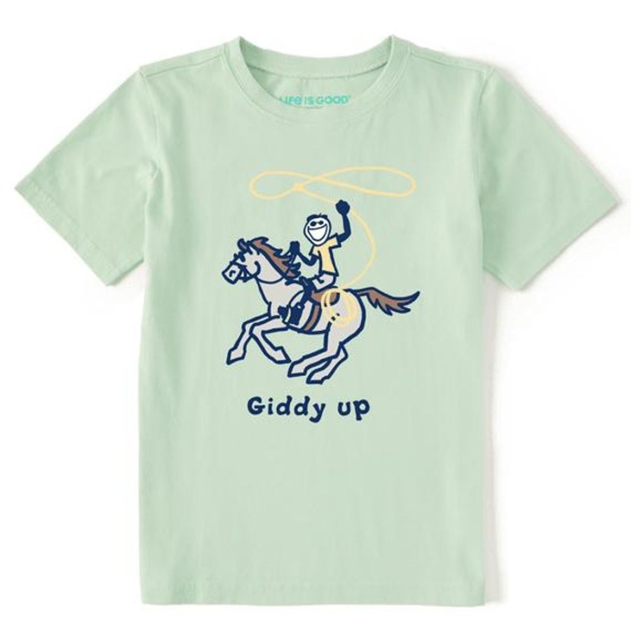 Kids Life is Good Graphic Tees | Kids Jake Giddy Up Crusher Tee Sage Green