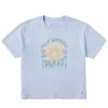 Women Life is Good Boxy Tees | Women'S Dreamy Hello Sunshine Sun & Flowrs Boxy Crusher Tee Glacier Blue