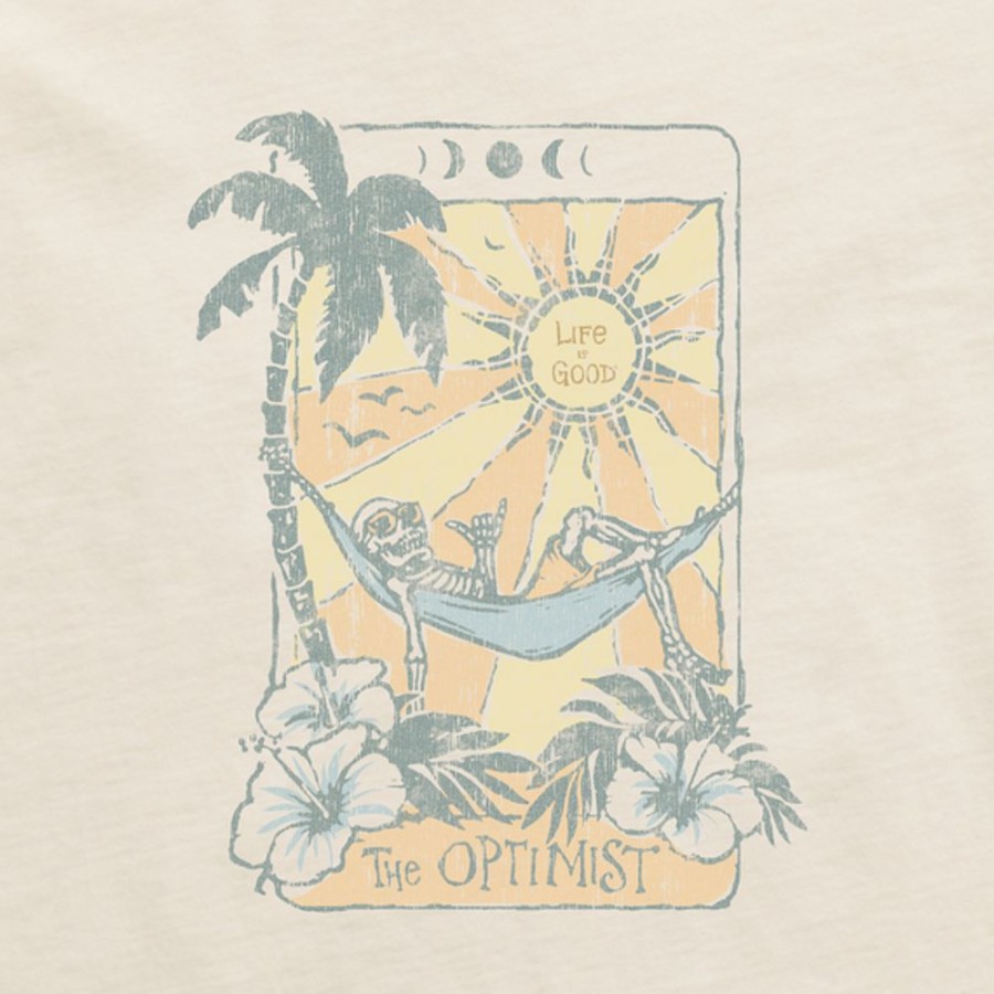 Men Life is Good Graphic Tees | Men'S Dreamy Optimist Tarot Card Crusher Tee Putty White