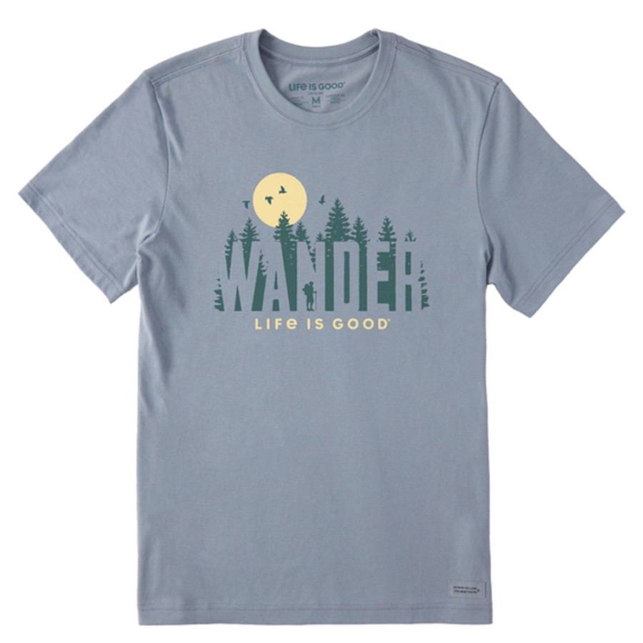 Men Life is Good Graphic Tees | Men'S Wander Forest Crusher-Lite Tee Stone Blue