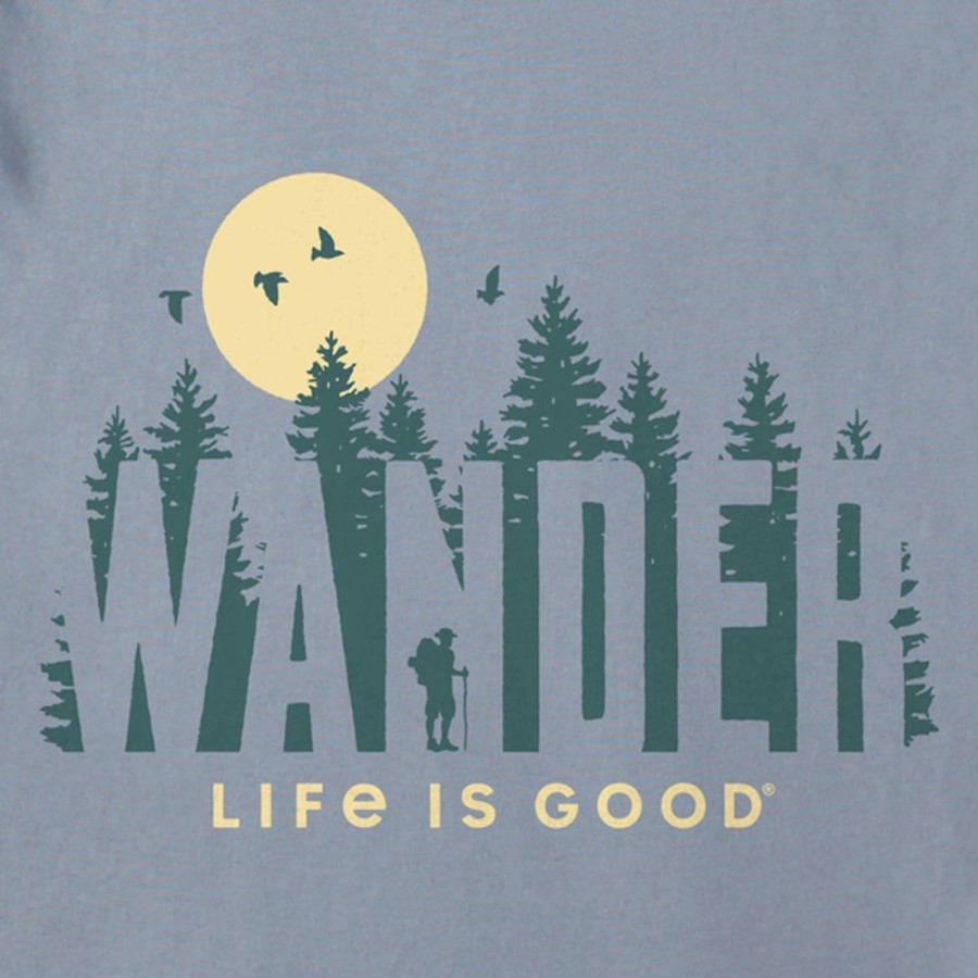 Men Life is Good Graphic Tees | Men'S Wander Forest Crusher-Lite Tee Stone Blue