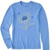 Women Life is Good Graphic Tees | Women'S Sunflower Bees Long Sleeve Crusher Tee Cornflower Blue