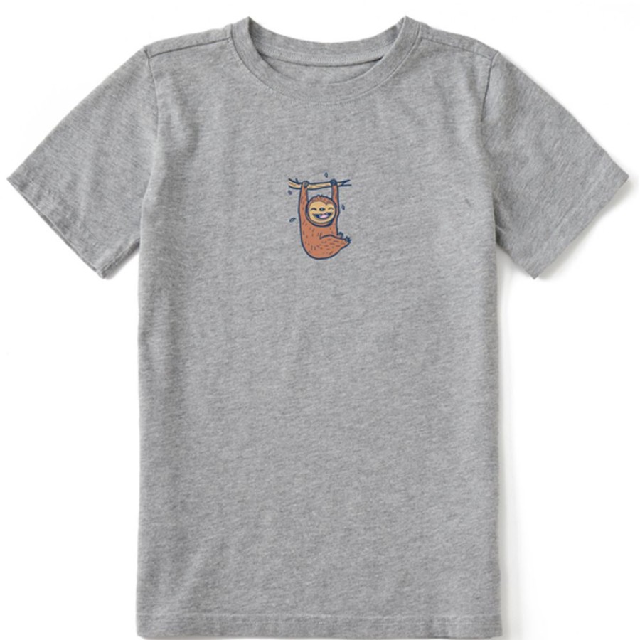 Kids Life is Good Graphic Tees | Kids Quirky Hang In There Sloth Crusher Tee Heather Gray