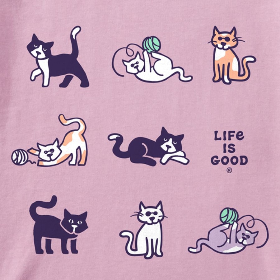 Kids Life is Good Graphic Tees | Kids Vintage Al The Cat Grid Crusher Tee Violet Purple