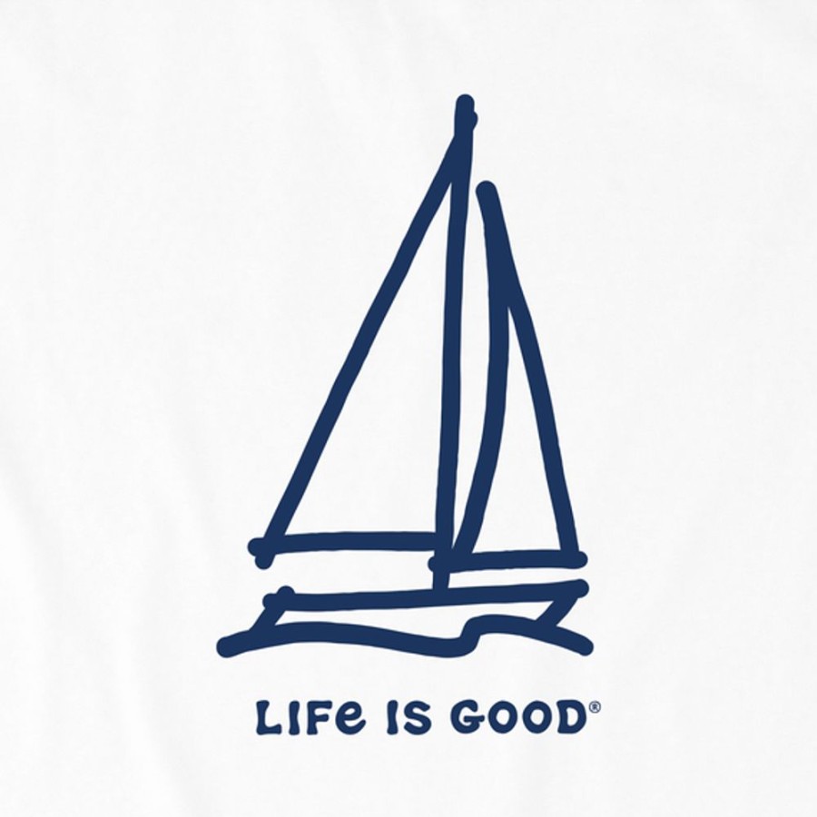 Men Life is Good Graphic Tees | Men'S Lig Sailboat Crusher Tee Cloud White