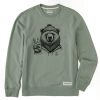 Men Life is Good Sweatshirts & Hoodies | Men'S Fineline Peaceful Grizzly Simply True Fleece Crew Moss Green