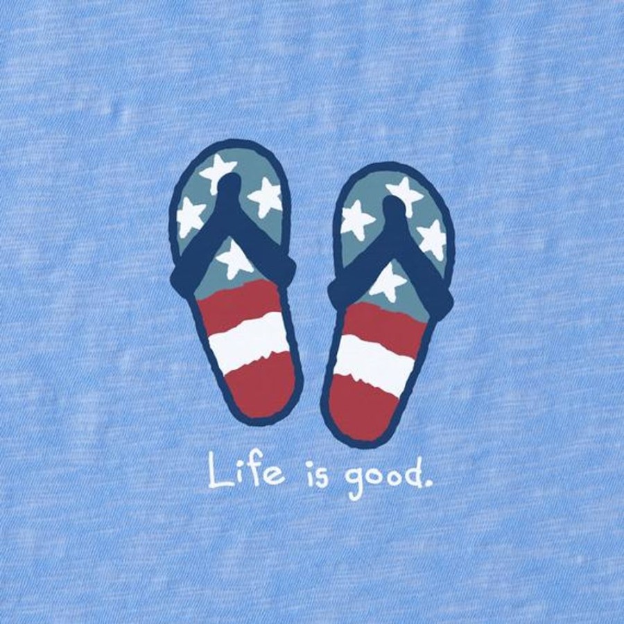 Women Life is Good Active & Slub Tops | Women'S Stars And Stripes Flip Flops Textured Slub Tank Cornflower Blue