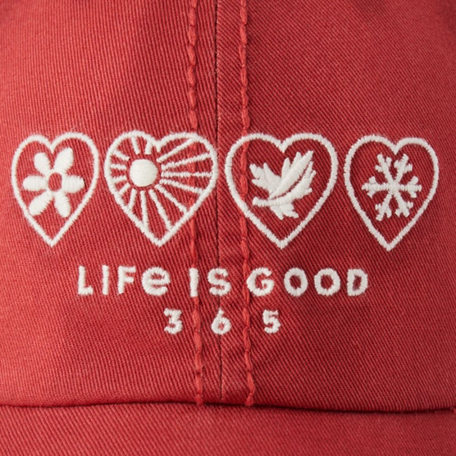 Women Life is Good Hats | 365 Hearts Sunwashed Chill Cap Faded Red