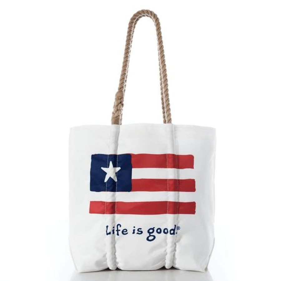 Women Sea Bags Bags, Backpacks & Totes | Sea Bags Vintage Flag Tote Cloud White