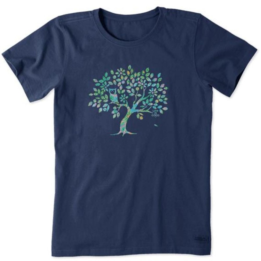 Women Life is Good Graphic Tees | Women'S Tree Of Joy Short Sleeve Tee Darkest Blue