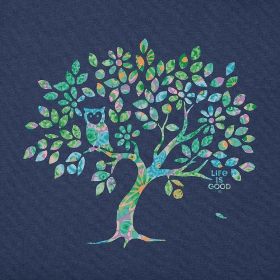 Women Life is Good Graphic Tees | Women'S Tree Of Joy Short Sleeve Tee Darkest Blue