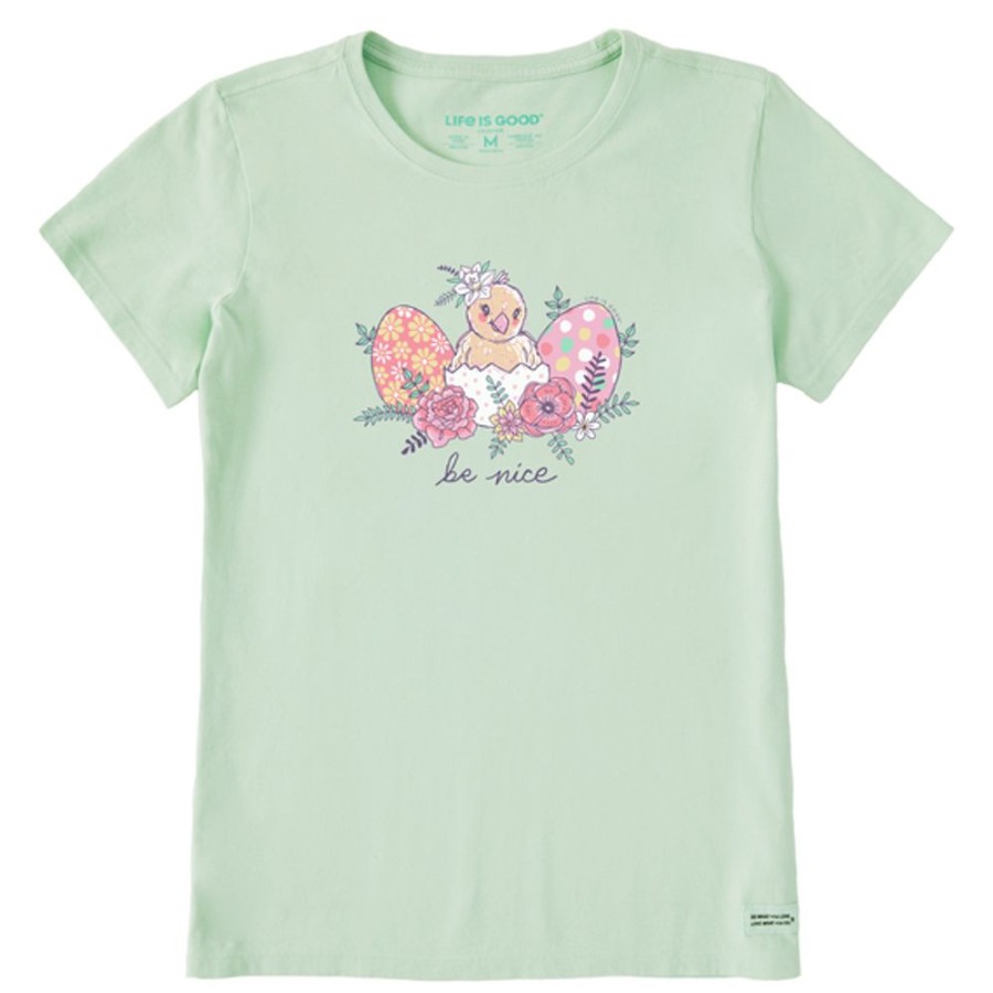 Women Life is Good Graphic Tees | Women'S Be Nice Chick Short Sleeve Tee Sage Green