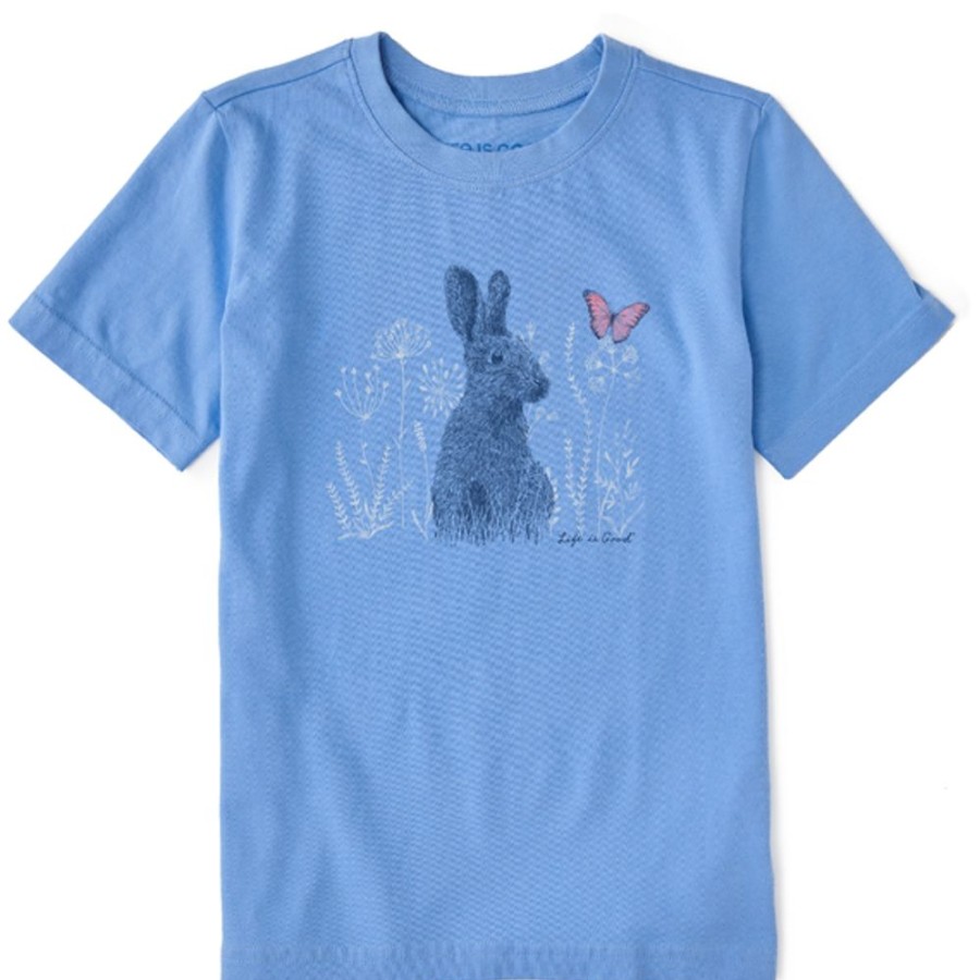 Kids Life is Good Graphic Tees | Kids Bunny And Butterfly Crusher Tee Cornflower Blue