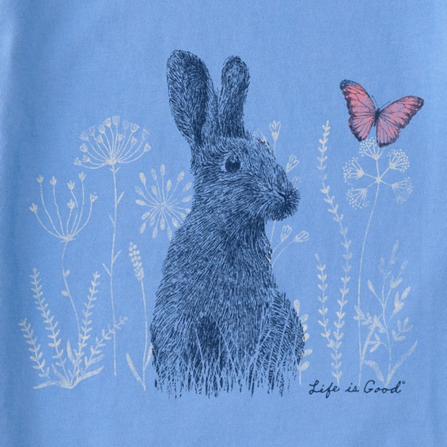 Kids Life is Good Graphic Tees | Kids Bunny And Butterfly Crusher Tee Cornflower Blue