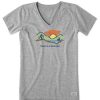 Women Life is Good Graphic Tees | Women'S Today Is A Good Day Mountain Hike Crusher Vee Heather Gray