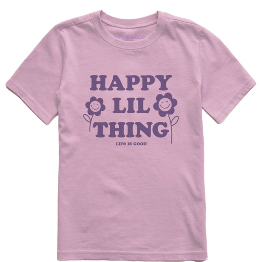 Kids Life is Good Graphic Tees | Kids Clean Happy Lil Thing Crusher Tee Violet Purple