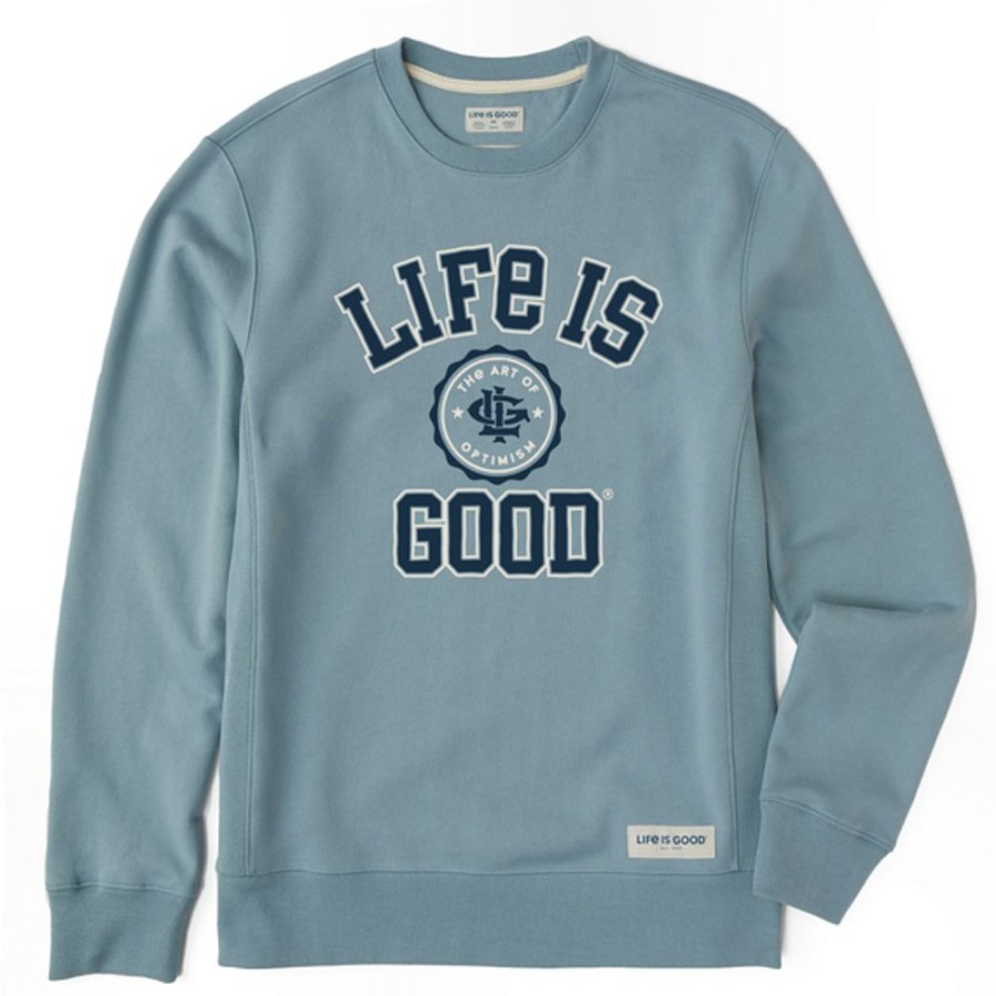 Men Life is Good Sweatshirts & Hoodies | Men'S Branded Athletic Seal Simply True Fleece Crew Smoky Blue