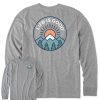 Men Life is Good Graphic Tees | Men'S Lig Mountain Sunrise Long Sleeve Crusher Tee Heather Gray