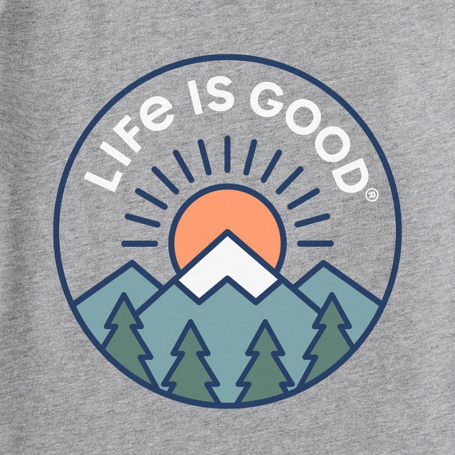 Men Life is Good Graphic Tees | Men'S Lig Mountain Sunrise Long Sleeve Crusher Tee Heather Gray