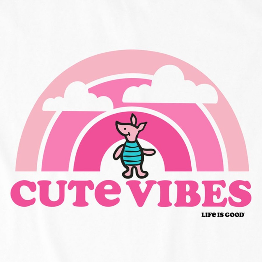 Kids Life is Good Graphic Tees | Kids Vintage Cute Vibes Winnie Rainbow Crusher Tee Cloud White