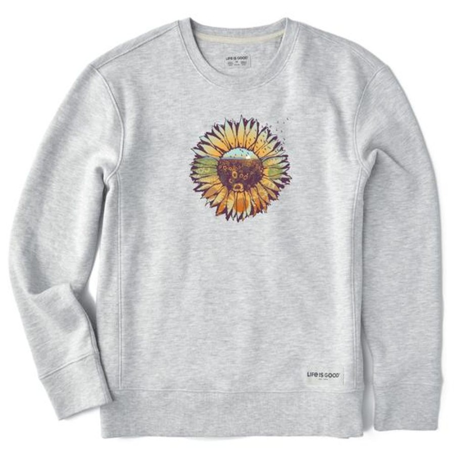 Women Life is Good Sweatshirts & Hoodies | Women'S Sunflowerscape Simply True Fleece Crew Light Heather Gray