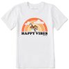 Kids Life is Good Graphic Tees | Kids Vintage Happy Vibes Tiger Stripe Rainbow Crusher Tee Cloud White