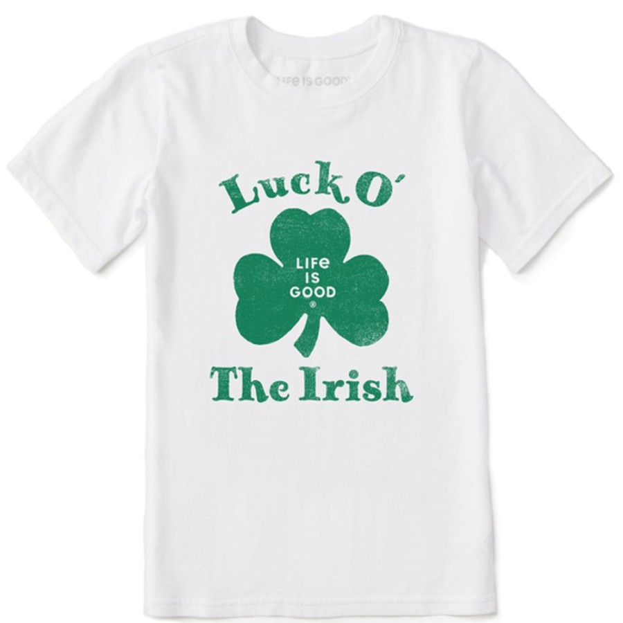 Kids Life is Good Graphic Tees | Kids Luck O' The Irish Crusher Tee Cloud White