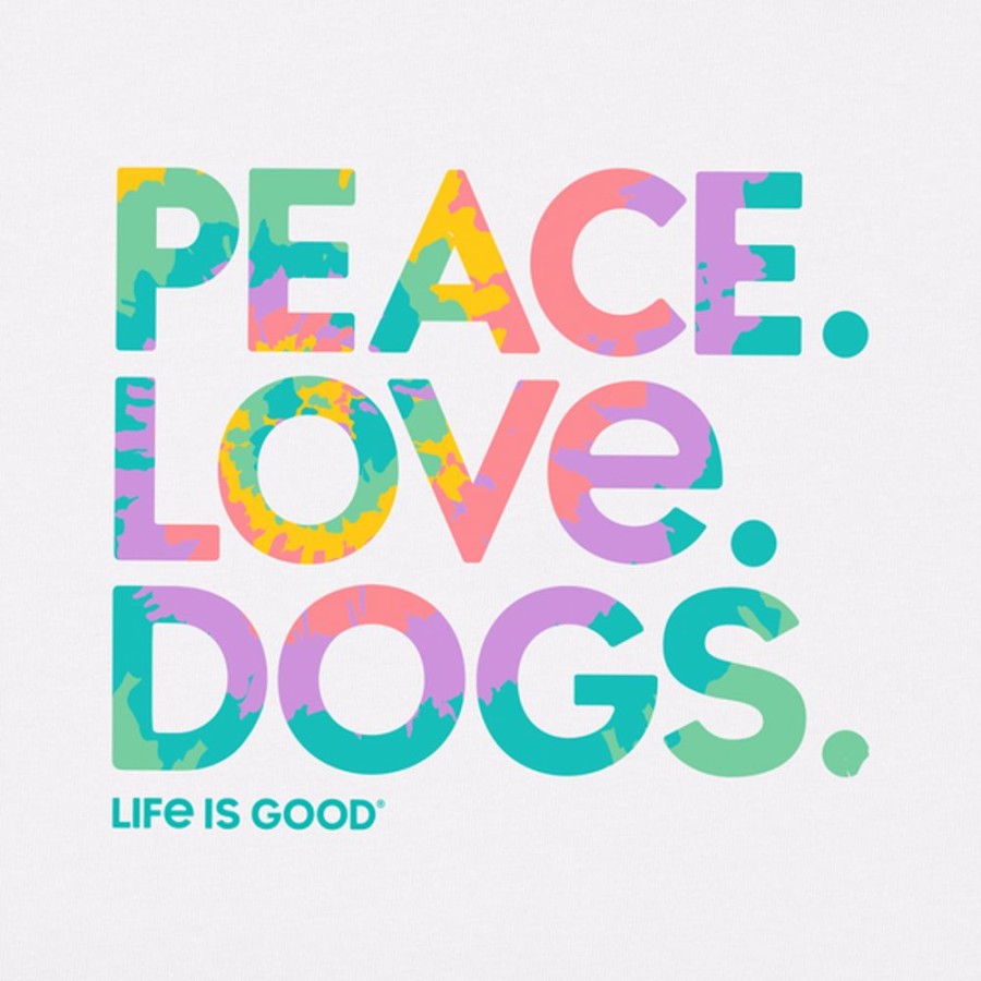 Women Life is Good Sweatshirts & Hoodies | Women'S Tie Dye Peace Love Dogs Simply True Fleece Hoodie Cloud White