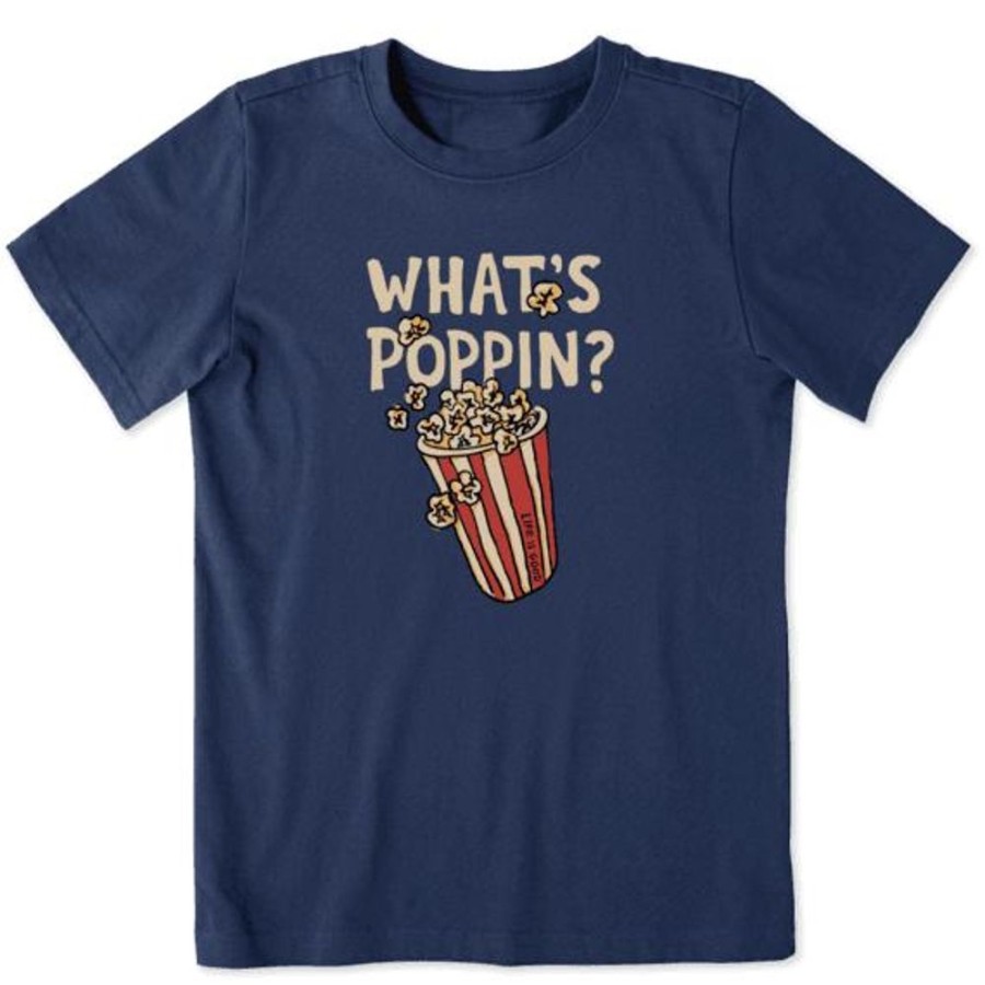 Kids Life is Good Graphic Tees | Kids What'S Poppin? Crusher Tee Darkest Blue