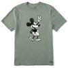 Men Life is Good Graphic Tees | Men'S Clean Steamboat Willie Peace Crusher Tee Moss Green