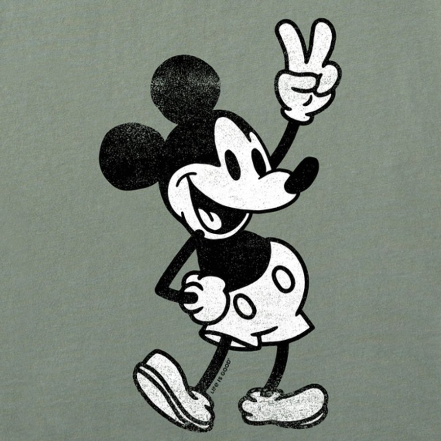 Men Life is Good Graphic Tees | Men'S Clean Steamboat Willie Peace Crusher Tee Moss Green