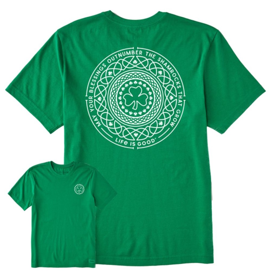 Men Life is Good Graphic Tees | Men'S Shamrock Mandala Crusher Tee Kelly Green