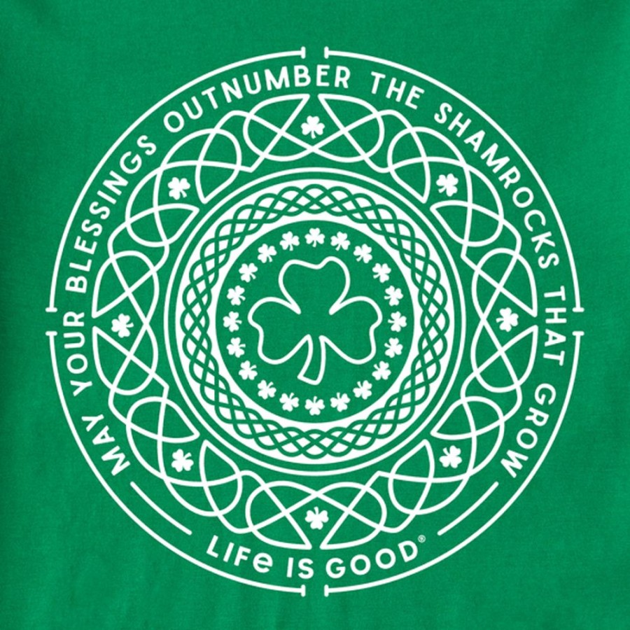 Men Life is Good Graphic Tees | Men'S Shamrock Mandala Crusher Tee Kelly Green