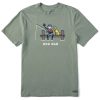 Men Life is Good Graphic Tees | Men'S Jake Dog Dad Fishing Short Sleeve Tee Moss Green