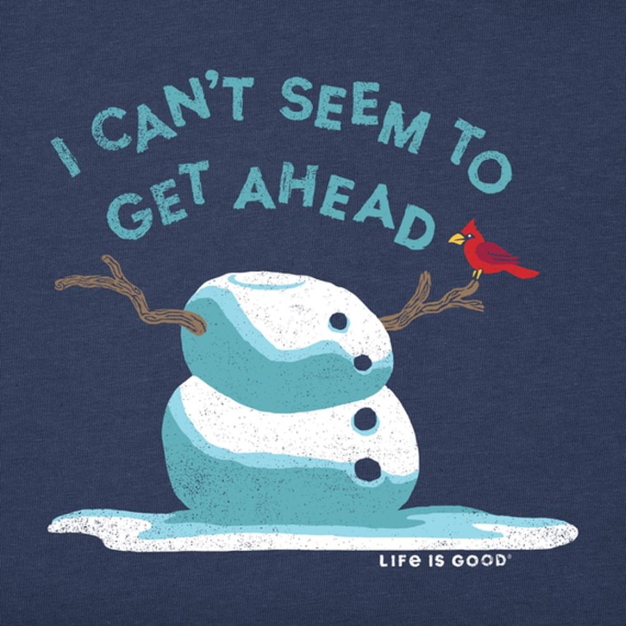 Kids Life is Good Graphic Tees | Kids Get Ahead Snowman Long Sleeve Crusher Tee Darkest Blue