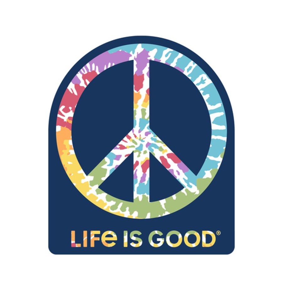 Home Life is Good Stickers & Magnets | Tie Dye Peace Sign Small Die Cut Decal Darkest Blue