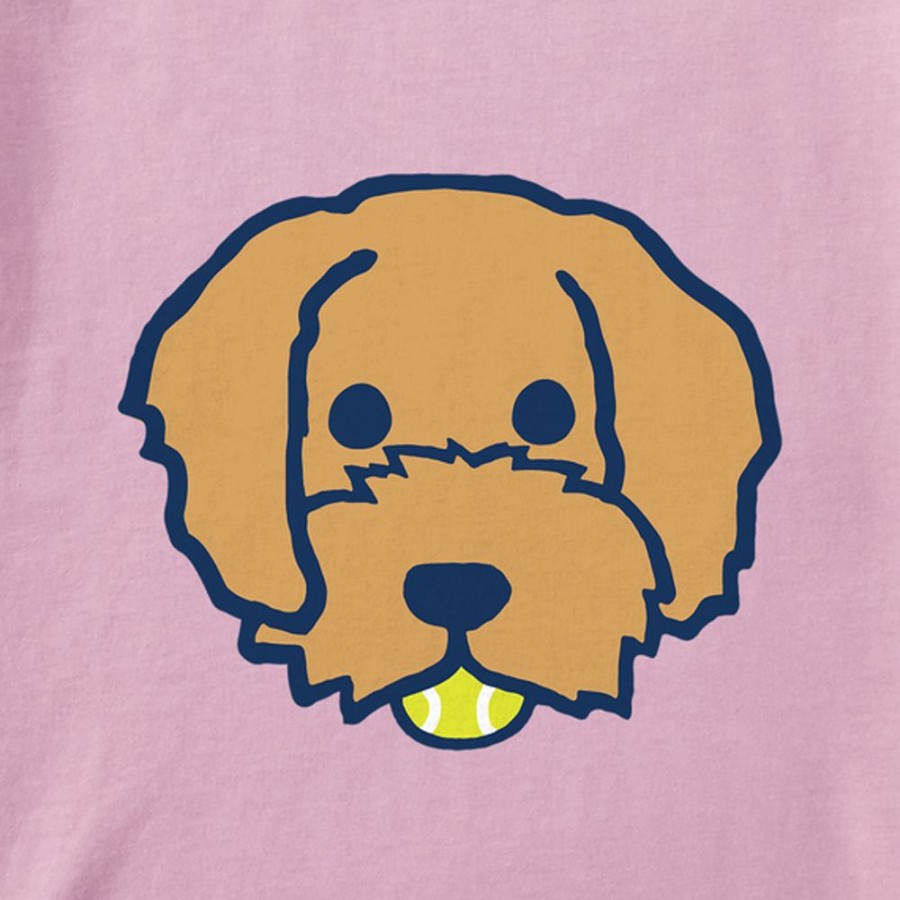 Women Life is Good Boxy Tees | Women'S Clean Mini Golden Doodle Boxy Crusher Tee Violet Purple