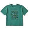 Women Life is Good Boxy Tees | Women'S Realaxed Wildflowers Of North America Boxy Crusher Tee Spruce Green