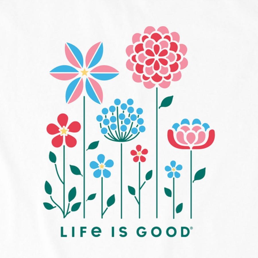 Women Life is Good Sweatshirts & Hoodies | Women'S Americana Linear Flowers Simply True Fleece Crew Cloud White