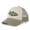 Men Life is Good Hats | Fish Mountain Scene Hard Mesh Back Cap Bone